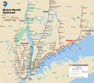 Plano de la red de tren urbano y cercanias Metro North Railroad (MNR) de Nueva York
