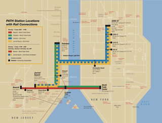 Plano de la red de tren urbano y cercanias Port Authority Trans-Hudson