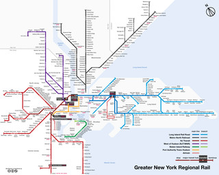 Plano de la red de tren urbano y cercanias de Nueva York